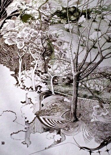 Dessin intitulée "Ferrières les Verre…" par Daniele Sanchez Dsz, Œuvre d'art originale, Encre