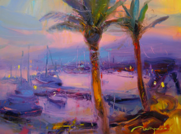 Картина под названием "Evening landscape" - Yuriy Petrenko, Подлинное произведение искусства, Масло