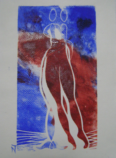 Printmaking titled ""Mon amour, mon amo…" by Nadine Trescartes (fildefériste), Original Artwork, Linocuts