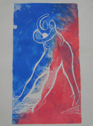 "Envers et contre tout mais surtout contre moi" 印花与版画 标题为“"Envers et contre t…” 由Nadine Trescartes (fildefériste), 原创艺术品, Linocuts