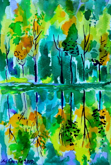 Painting titled "Reflections XI" by Maja Grecic, Original Artwork, Watercolor