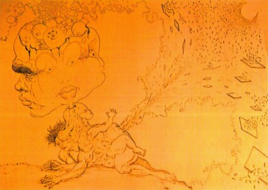 Drawing titled "Métamorphose cosmiq…" by Philippe Leclerc, Graphiste, Original Artwork, Ink
