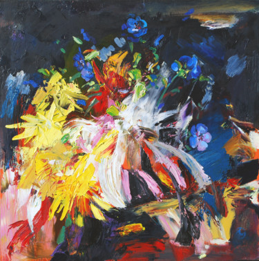 Peinture intitulée "Floral eposure" par Asavei, Œuvre d'art originale, Huile Monté sur Panneau de bois