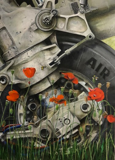 Peinture intitulée "Attérrissage champê…" par Roger Dame, Œuvre d'art originale, Huile