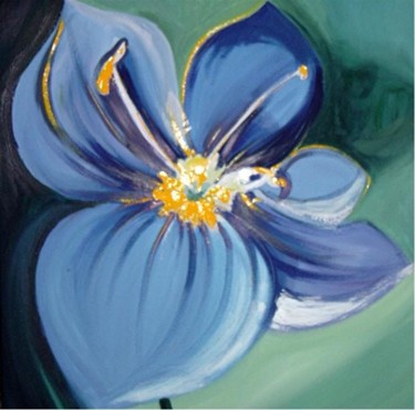 Peinture intitulée "Fleur bleu" par Catherine Suchocka, Œuvre d'art originale, Huile