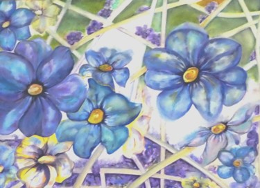 Malerei mit dem Titel "Blaue Hecke (Winter…" von Urs, Original-Kunstwerk