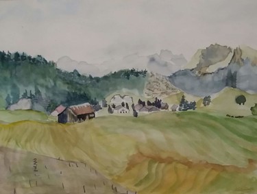 aquarelle plaine  joux  Haute Savoie