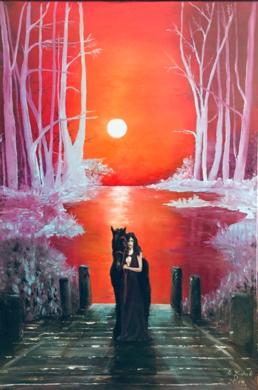 Peinture intitulée "Wieczorem" par Grazyna Jezak, Œuvre d'art originale, Huile