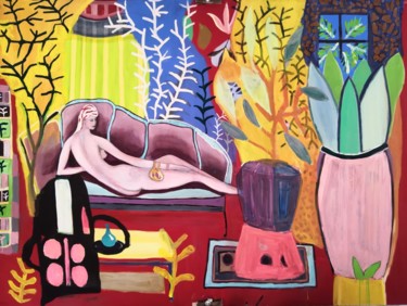 Schilderij getiteld "Un atelier dans la…" door Papillon, Origineel Kunstwerk, Gouache