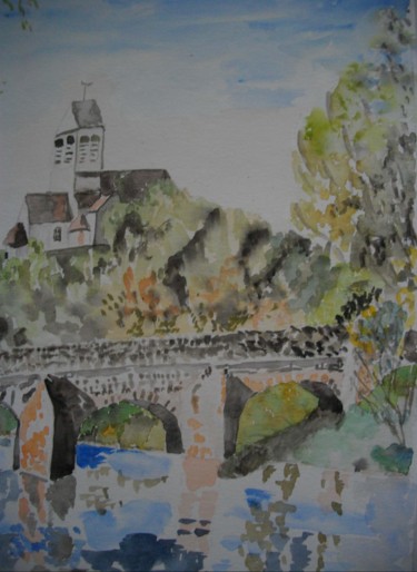 Peinture intitulée "Village du Vexin" par Pascale Coutoux, Œuvre d'art originale, Aquarelle