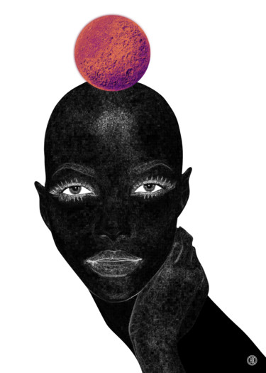 Цифровое искусство под названием "Unusual Moon" - Oxana Kolyagina, Подлинное произведение искусства, Цифровая живопись
