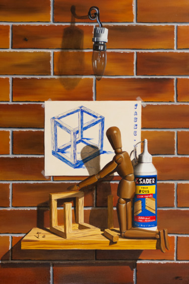 Peinture intitulée "Impossible cube" par Pascal Genevois, Œuvre d'art originale, Huile