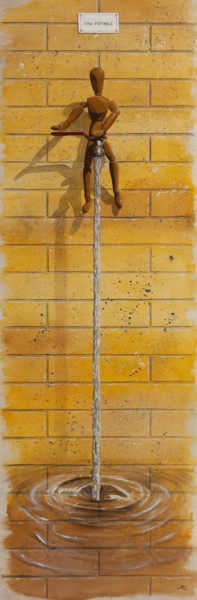 Painting titled "Eau Potable" by Pascal Genevois, Original Artwork, Oil