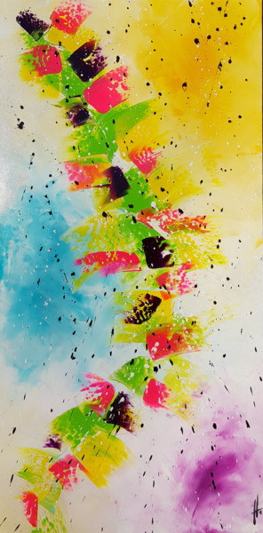 Malerei mit dem Titel "LIBELLULE" von Sandrine Hartmann, Original-Kunstwerk, Acryl Auf Keilrahmen aus Holz montiert