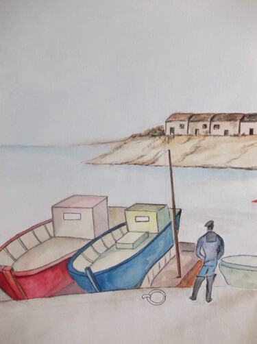 chenal olèronnais Peinture intitulée "chenal olèronnais" par Christophe Schaefer, Œuvre d'art originale, Aquarelle