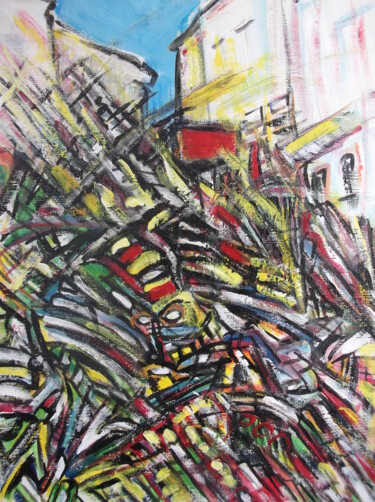 Peinture intitulée "vertige au marché" par Christophe Schaefer, Œuvre d'art originale, Acrylique