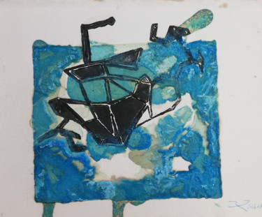 Argo blues-2017 Gravures & estampes intitulée "Argo blues-2017" par Baptiste Vanweydeveldt, Œuvre d'art originale, Linogravures