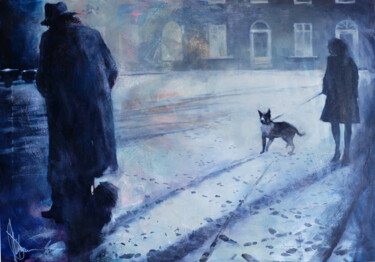 Painting titled "Night from Thursday…" by Igor Shulman, Original Artwork, Oil Mounted on Wood Stretcher frame
