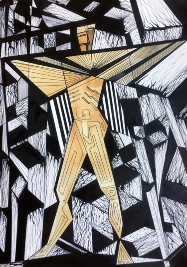 Dessin intitulée "Angel" par Koola Adams, Œuvre d'art originale, Encre