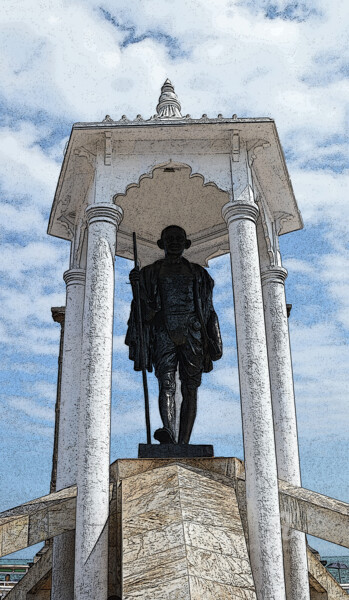 Gandhi - photo stylisée - monument de Pondichéry 제목이 "Gandhi - photo styl…"인 사진 Guylaine Bisson (GuyL'ART)로, 원작, 디지털