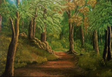 제목이 "Balade en foret."인 미술작품 Jean-Yves Saint Lezer로, 원작, 기름