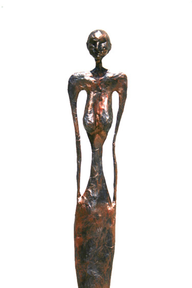 Grande femme debout style Giacometti Sculpture intitulée "Grande femme debout…" par Vanessa Renoux, Œuvre d'art originale, Papier mâché