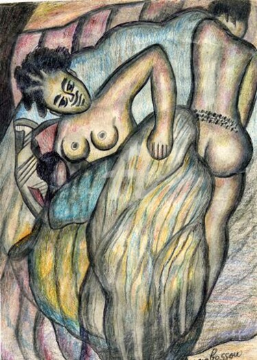 Dessin intitulée "Lit familial" par Armand Pascal Aniambossou, Œuvre d'art originale
