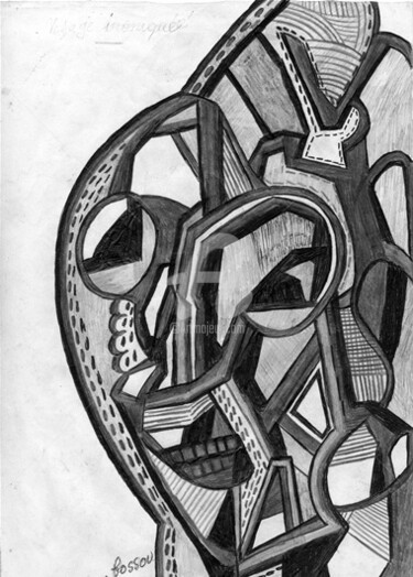 Dessin intitulée "Masque africain" par Armand Pascal Aniambossou, Œuvre d'art originale