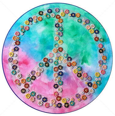 Colagens intitulada "Peace and love" por Mona Bessaa, Obras de arte originais
