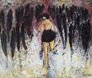 Schilderij getiteld "Escapes" door Christiane Guerry, Origineel Kunstwerk, Acryl Gemonteerd op Frame voor houten brancard