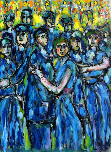 Malarstwo zatytułowany „BAL POPULAIRE” autorstwa Jean Mirre, Oryginalna praca, Olej