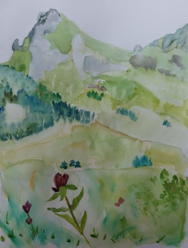 paysage de Haute Savoie avec gentiane