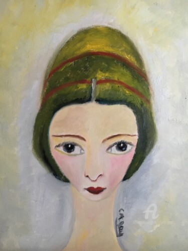 Painting titled ""Margot"" by Claire Marie Gay, Original Artwork, Oil Mounted on Wood Panel
