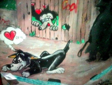 图画 标题为“Hundetag” 由Gerhard Cartoon, 原创艺术品, 其他