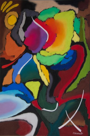 Peinture intitulée "Irisations multicol…" par Patrice Preveirault, Œuvre d'art originale, Pastel