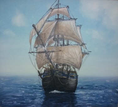 Painting titled "those were the days…" by Dejan Gulicoski, Original Artwork, Oil Mounted on Wood Stretcher frame