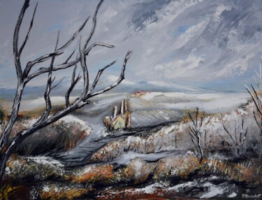 Peinture intitulée "Dernier paysage hiv…" par Pascal Baudot, Œuvre d'art originale, Huile Monté sur Châssis en bois