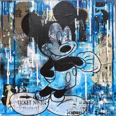 Peinture intitulée "mickey blue" par Fabienne Dagnet, Œuvre d'art originale, Acrylique