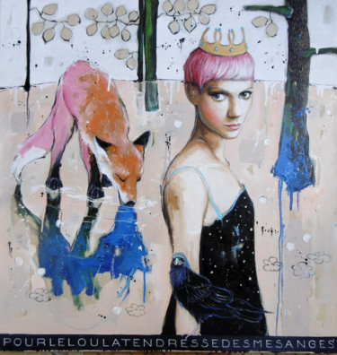 Peinture intitulée "Pour le Lou la tend…" par Catherine Cornec, Œuvre d'art originale, Huile