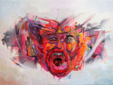Painting titled "Arès" by Gérard Esquerre, Original Artwork, Acrylic Mounted on Wood Stretcher frame