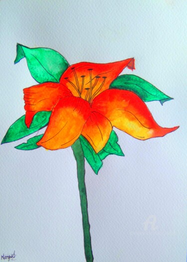 Pintura intitulada "ELEGANCE" por Annick Couëdel, Obras de arte originais, Aquarela