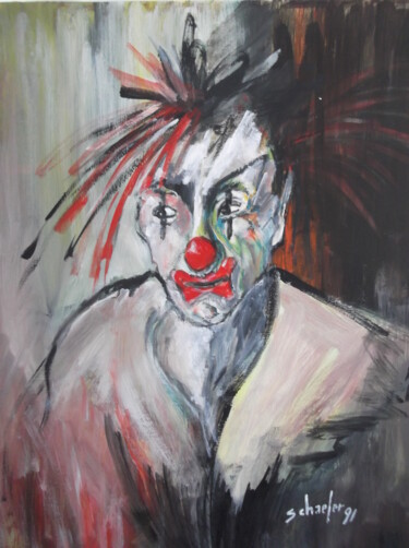 제목이 "le clown"인 미술작품 Christophe Schaefer로, 원작, 아크릴