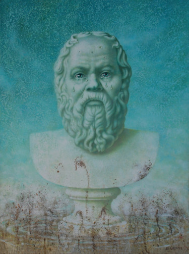 Quo vadis Europa ( Still Life with Socrates) Painting titled "Quo vadis Europa (…" by Dace Lapina, Original Artwork, Oil