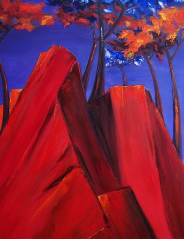 Painting titled "Les amis" by Christine Germant, Original Artwork, Oil Mounted on Wood Stretcher frame