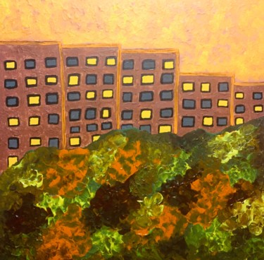 Peinture intitulée "Autumn in the city" par Giart, Œuvre d'art originale, Acrylique
