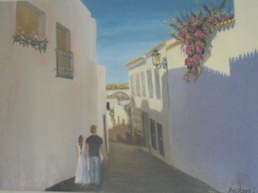 osuna spain in love walking couple Painting titled "osuna spain in love…" by Liubov Aristova, Original Artwork, Oil