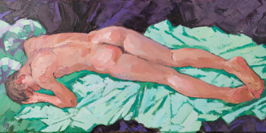 Pintura intitulada "Sleepy young man" por Sergey Sovkov, Obras de arte originais