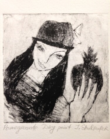 Printmaking titled "pomegranate" by Janna Shulrufer, Original Artwork, Etching