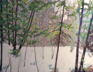 Peinture intitulée "Snow Trees" par Gary, Œuvre d'art originale