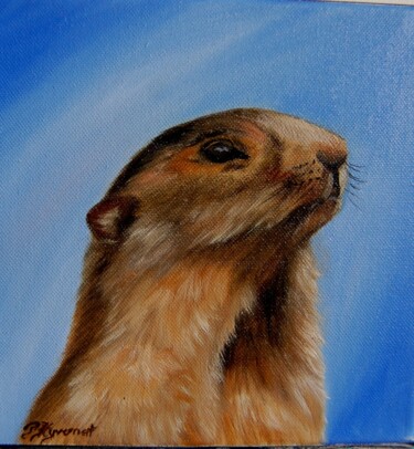 marmotte -huile sur toile originale signée 绘画 标题为“marmotte -huile su…” 由Patricia Giroldini Hyvernat, 原创艺术品, 油 安装在木质担架架上